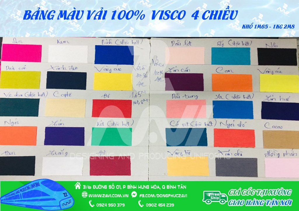 bảng màu vải visco